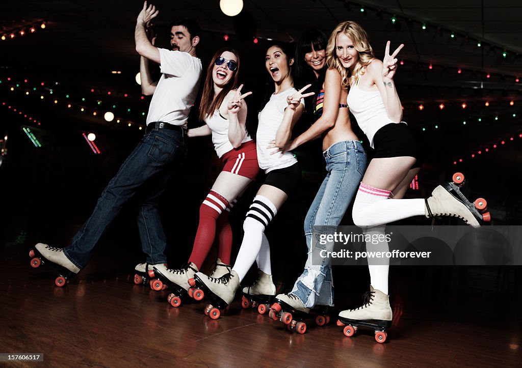 Retro 70's Roller Disco Conga Line