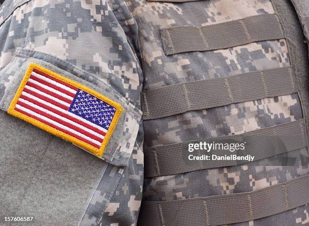 u.s. military body armor - military uniform close up stock pictures, royalty-free photos & images