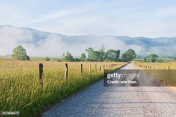 cades cove morgen in den smoky mountains - nationalpark great smoky mountains stock-fotos und bilder