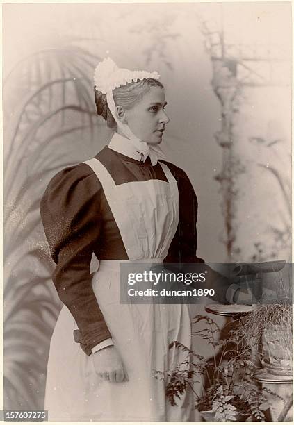 victorian servant woman vintage photograph - servant stock pictures, royalty-free photos & images