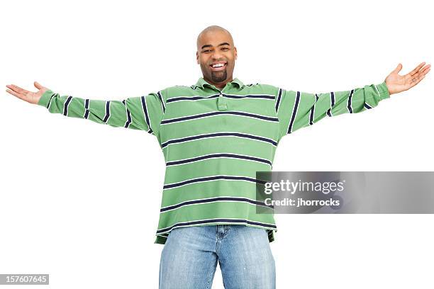 cheerful man with open arms - arms outstretched isolated stock pictures, royalty-free photos & images