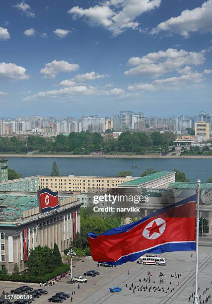 kim il sung square in pyongyang - north korea capital stock pictures, royalty-free photos & images