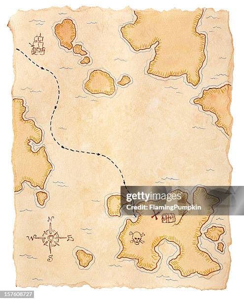 piraten-karte zu begraben schatz. isoliert auf weiß. - exakt stock-fotos und bilder