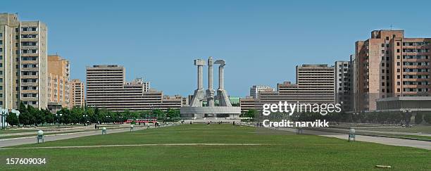 square in pyongyang, capital of north korea - pyongyang stock pictures, royalty-free photos & images