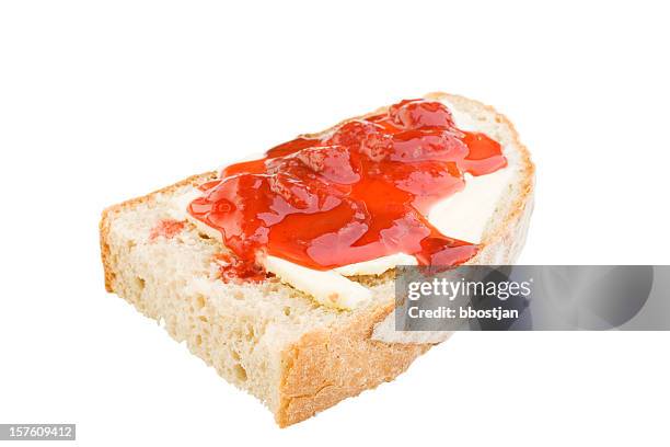 bread slice with butter and jam - sliced bread stock pictures, royalty-free photos & images