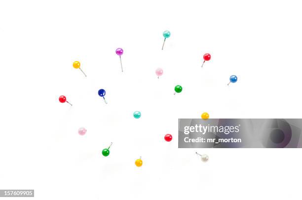 coloured needles - punaise stockfoto's en -beelden