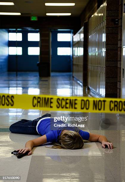 school crime scene - murder victim stock pictures, royalty-free photos & images