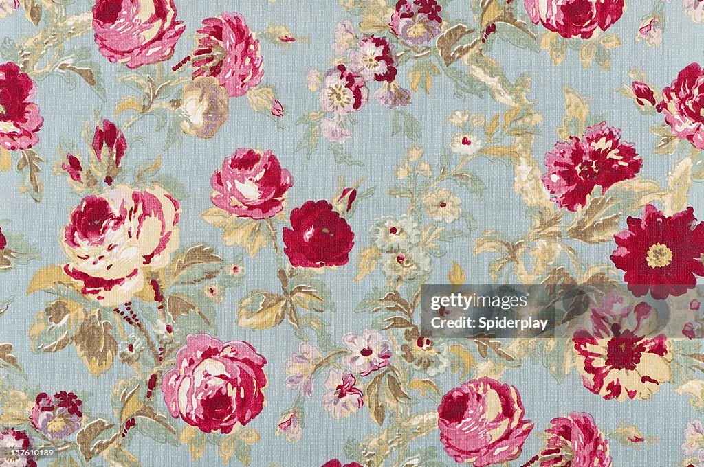 Halifax Rose Sage Close Up Antique Floral Fabric