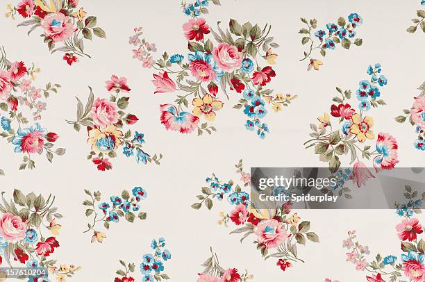 farleigh moyen en tissu floral antique - papier peint vintage photos et images de collection