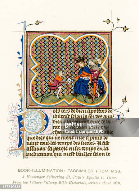 bildbanksillustrationer, clip art samt tecknat material och ikoner med medieval illumination st paul's epistle - höviskhet