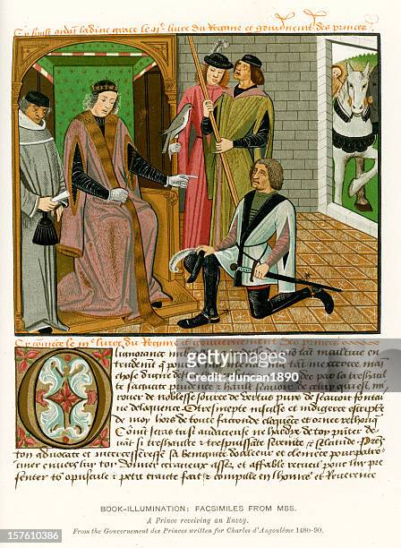illustrations, cliparts, dessins animés et icônes de medieval illumination prince recevoir une envoy - ambassadeur