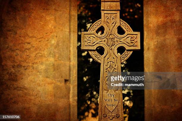 thy will be done on celtic cross - celtic cross stock pictures, royalty-free photos & images