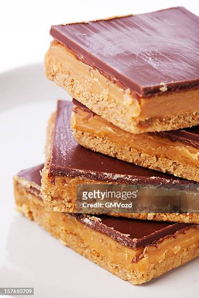 luxury caramel shortcakes - shortbread stock pictures, royalty-free photos & images