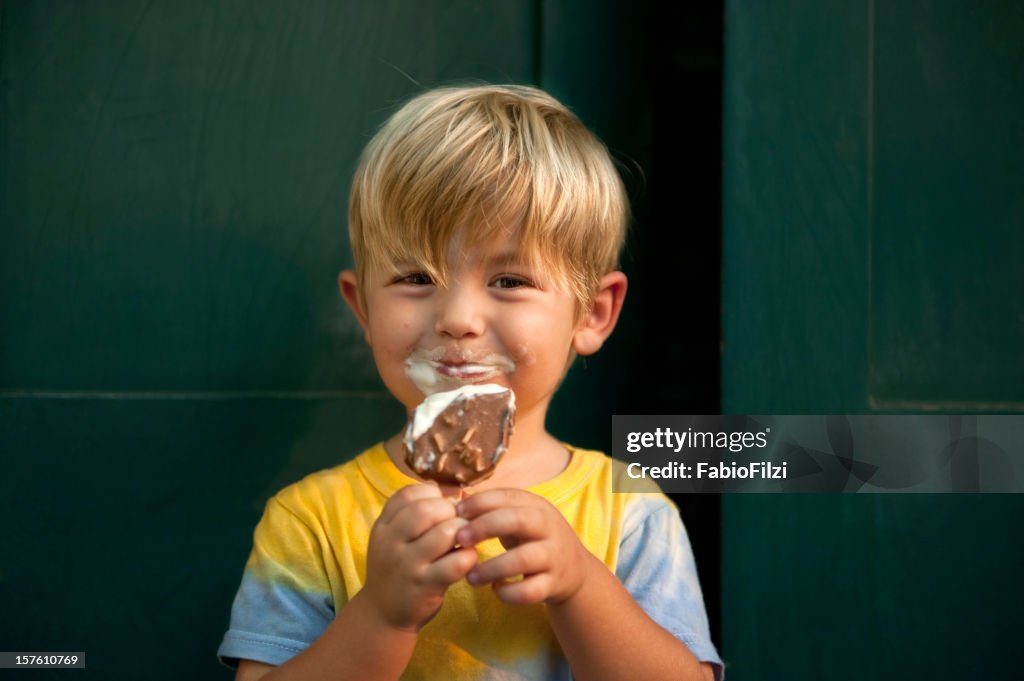 Toddler enjoying ice cream