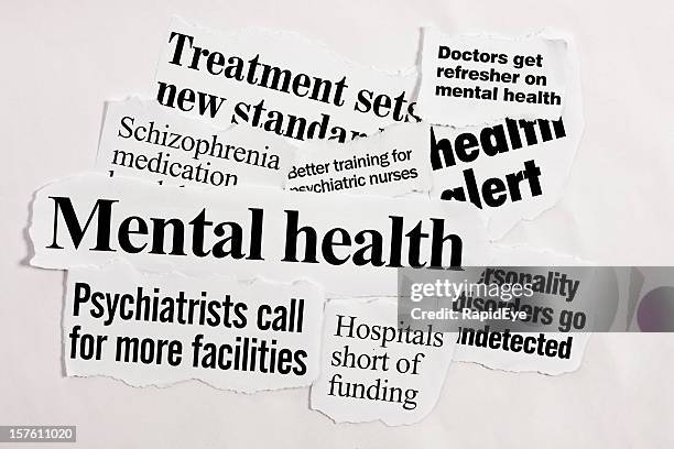 headlines about mental health - abc news stockfoto's en -beelden