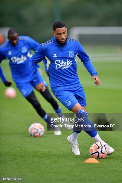 Danjuma during the Everton Training Session at Finch Farm on July 27, 2023 in Halewood, England.