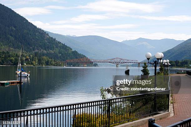 nelson british columbia scenic from lakeside walkway - nelson british columbia stock pictures, royalty-free photos & images