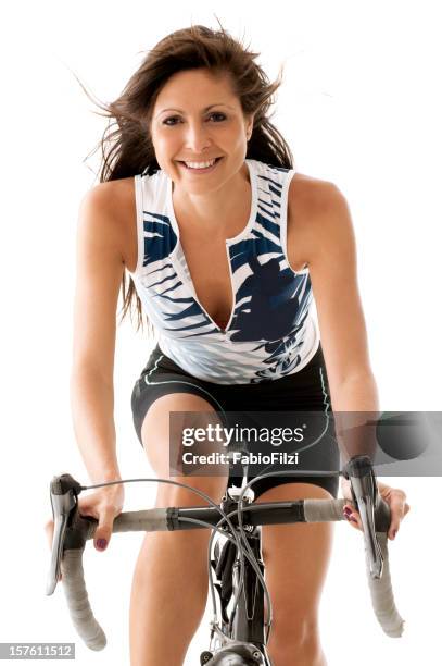 beautiful woman bicycling - fabio filzi stock pictures, royalty-free photos & images