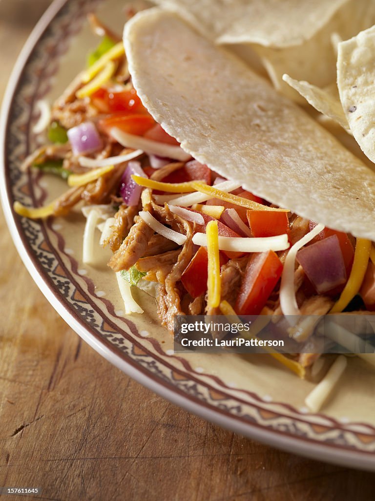 Soft Meat Taco with Tortilla Chips