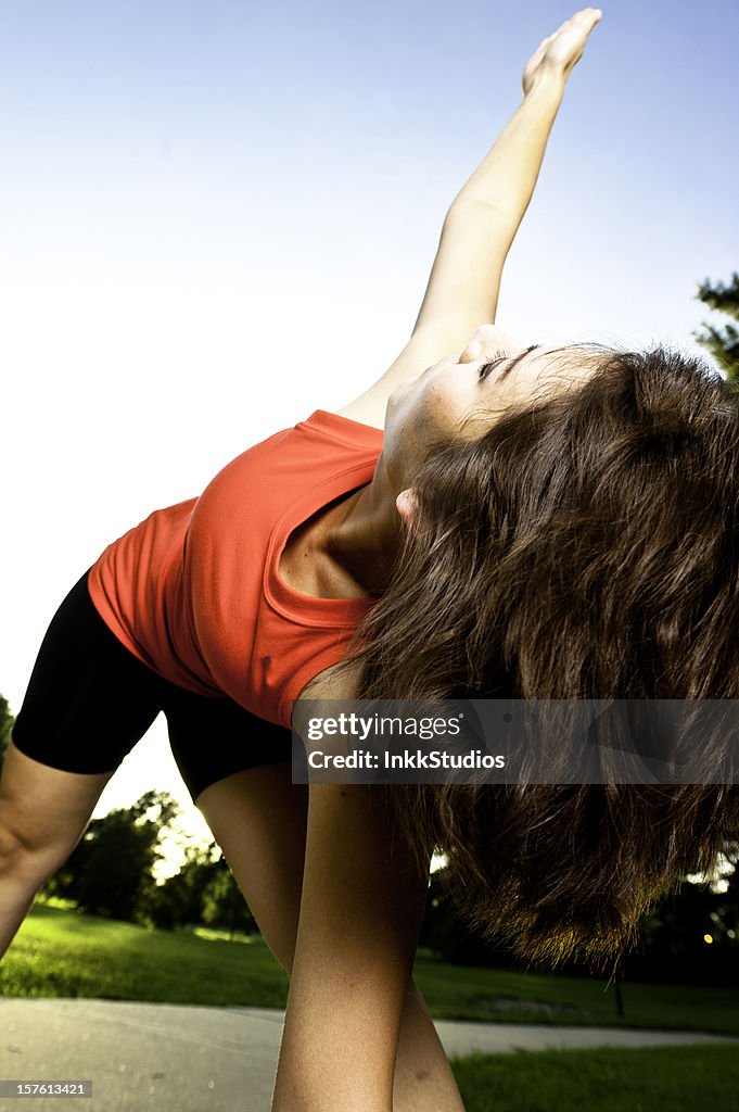 Woman stretching before a run.