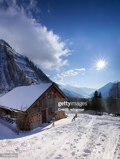 abandoned hut in tirol austria - lech stock pictures, royalty-free photos & images