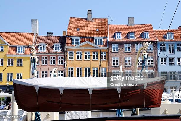 old life-boat in nyhavn, copenhagen, denmark - lifeboat stock pictures, royalty-free photos & images