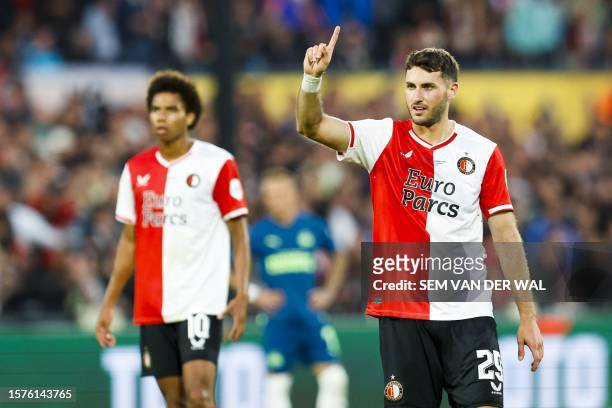Feyenoord's Santiago Gimenez reacts during the 27th edition of the Johan Cruijff Scale between Dutch champion Feyenoord and cup winner PSV Eindhoven...
