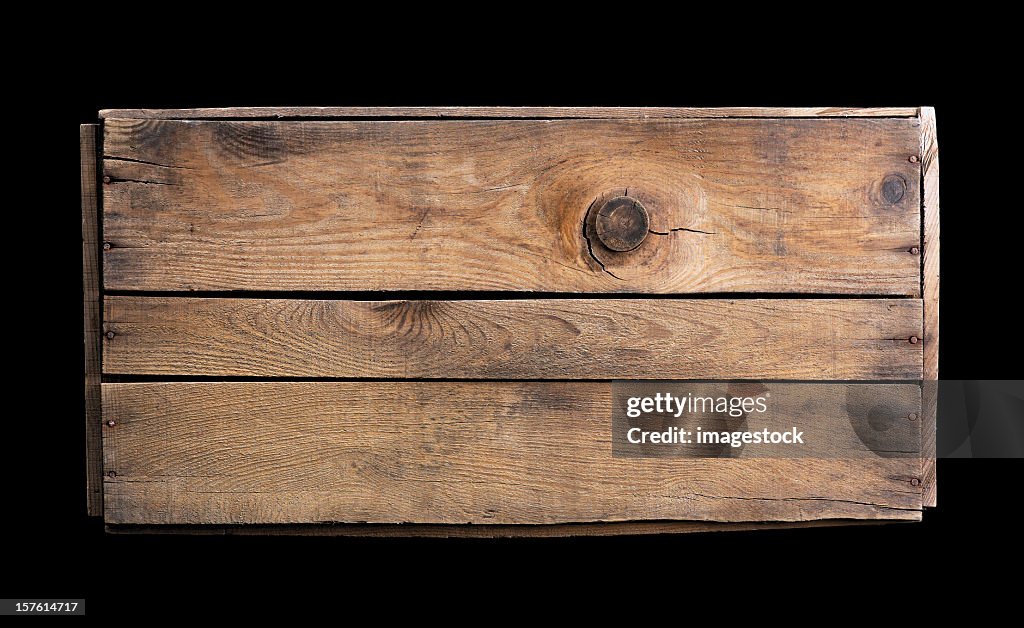 Small wooden crate on black background