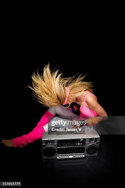 1980's aerobic instructor - 1980 hair stock pictures, royalty-free photos & images