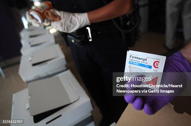 Agent is glad citizens are turning in controlled substances such as Fentanyl at the Houston Community College Drug Take-Back site on September 25,...