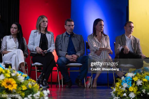 Delsa Solorzano, presidential primary candidate for the opposition party Encuentro Ciudadano, from left, Gloria Pinho presidential primary candidate...