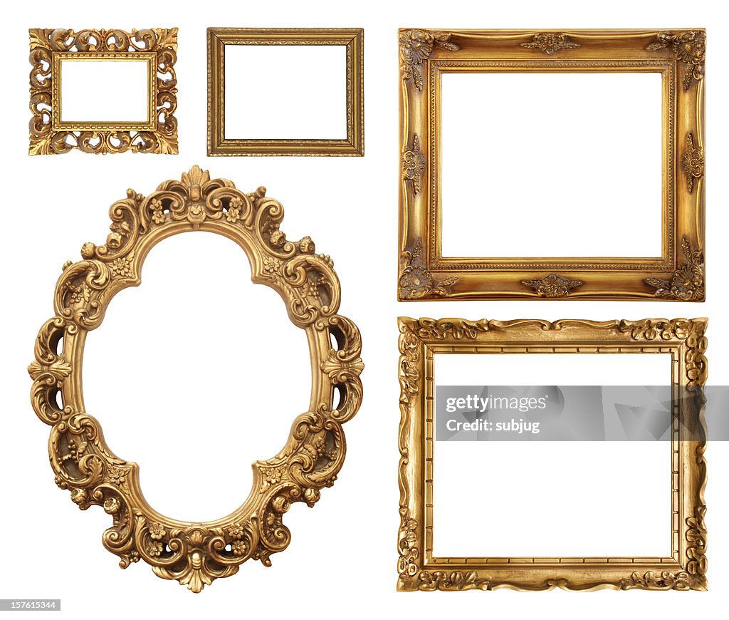 Set of five gold frame designs