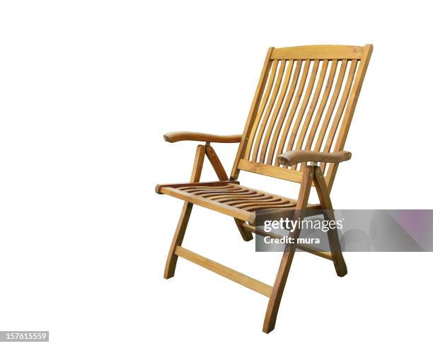 garden chair on the white background - teak wood material stock pictures, royalty-free photos & images