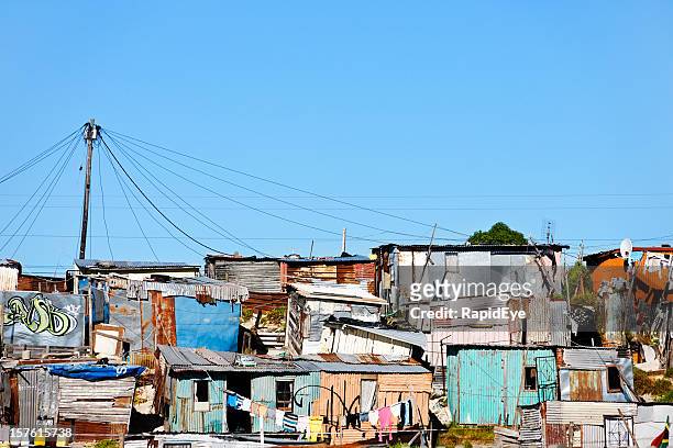 informal settlement or shantytown outside cape town - slum stock pictures, royalty-free photos & images