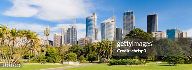 vista panorámica de la ciudad de sydney y royal botanic gardens (xxxl - royal botanic gardens fotografías e imágenes de stock