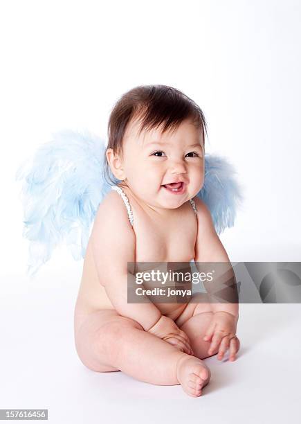 cute little angel - baby angel wings stock pictures, royalty-free photos & images