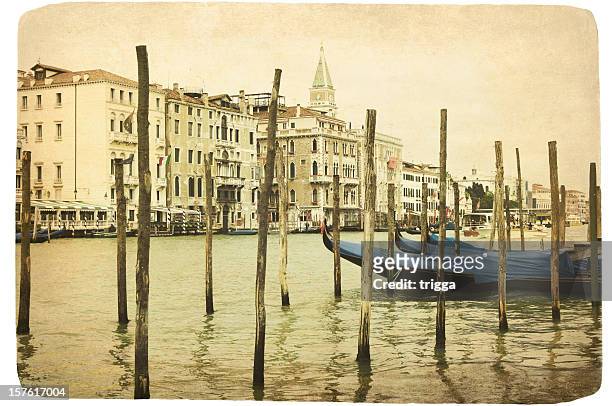 vecchia cartolina di venezia - cartolina postale foto e immagini stock
