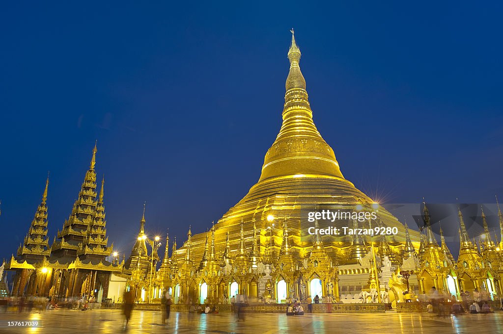 Golden Pagoda at night,Yangon, Myanmar