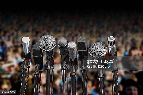 audience conference - press conference stock pictures, royalty-free photos & images