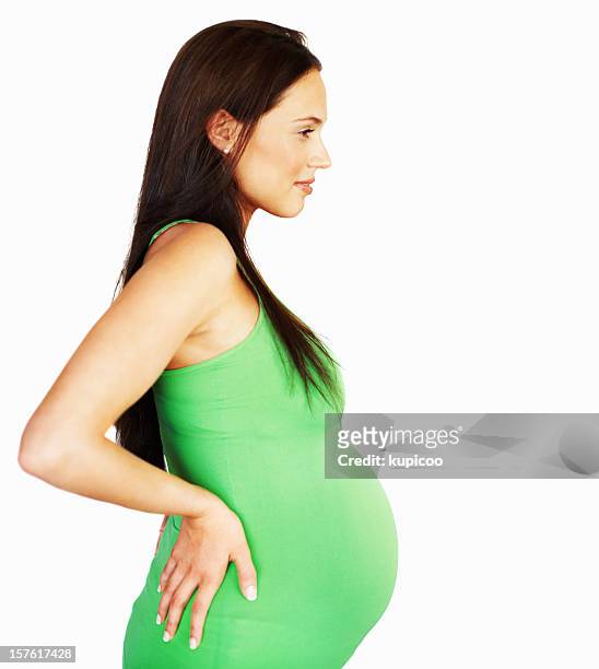 妊娠中の女性に緑白で分離 - prenatal care ストックフォトと画像