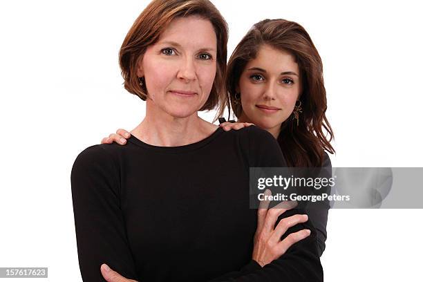 business woman and daughter - mother on white background stock pictures, royalty-free photos & images