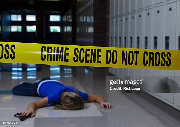school crime scene - murder victim stock pictures, royalty-free photos & images