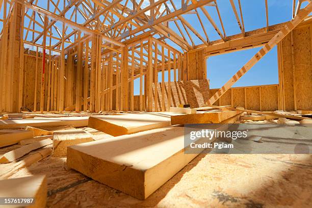 residential house construction - wood structure stock pictures, royalty-free photos & images