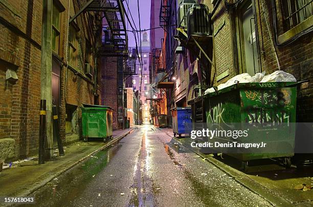 dark alleyway - spooky street stock pictures, royalty-free photos & images