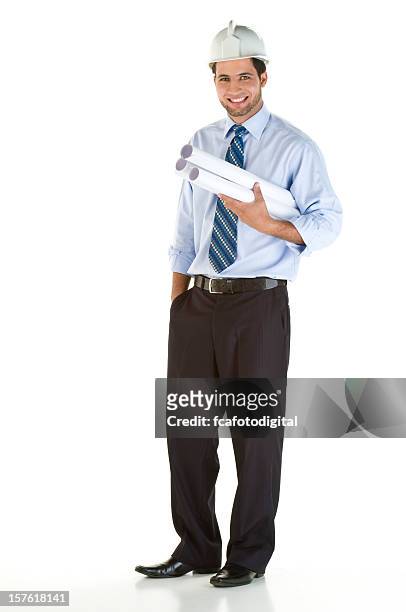 architect holding blueprints - architect object stock pictures, royalty-free photos & images