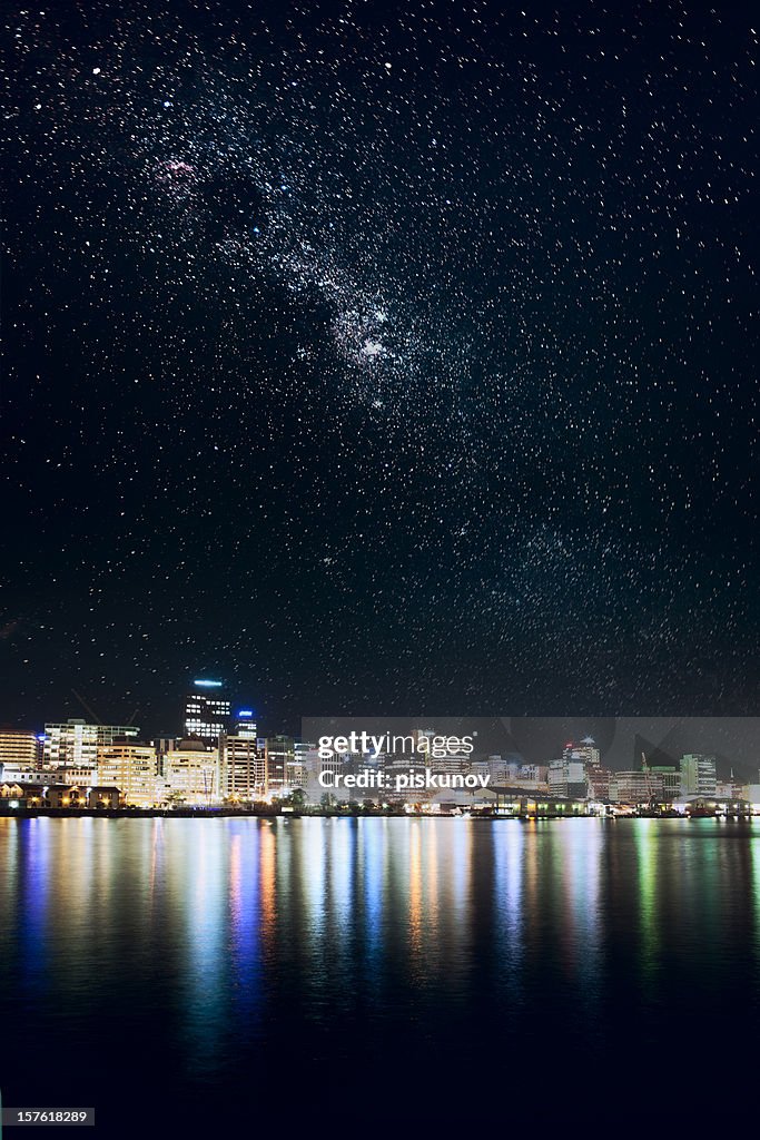 Wellington Stadt unter Sternenhimmel