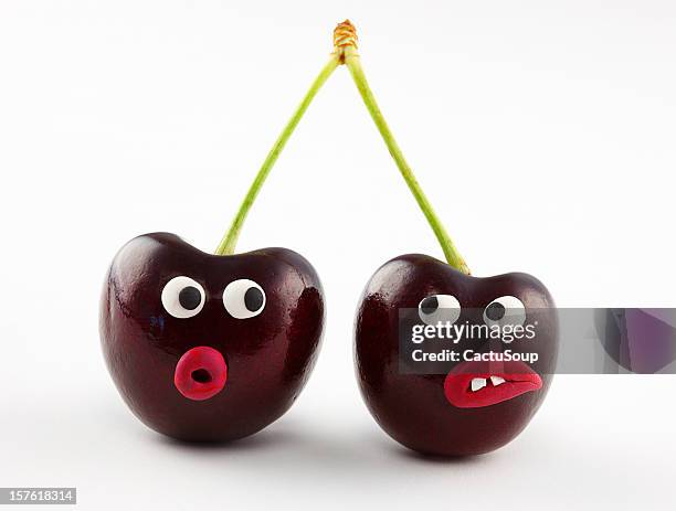 cherries portrait - funny love stock pictures, royalty-free photos & images