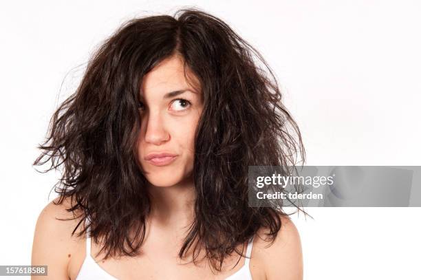 bad hair - ruffled hair stock pictures, royalty-free photos & images