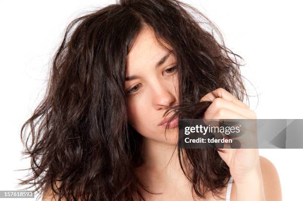 split ends - damaged hair stock pictures, royalty-free photos & images