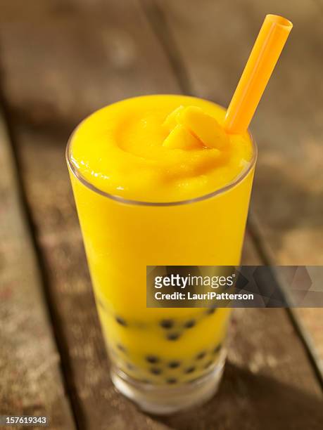 mango bubble tea smoothie - mango smoothie stock pictures, royalty-free photos & images